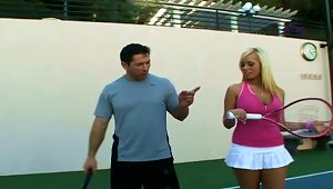 Angelina Ashe Learns To Hit A Backhand And Suck And Fuck On Tennis Court