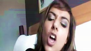 Brunette  With A Pierced Tongue Sucks And Fucks A Hard Cock