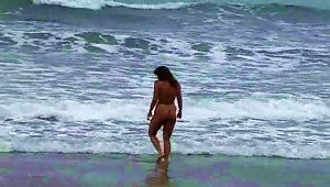 Naked  And Her Man Fucking On The Beach