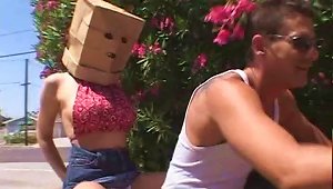 Julie Robbins The Sexy Girl With A Package On Her Head Gets Threesomed