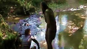 Mud Fiesta On A Creek Between Two Lovely Lesbian Lover's