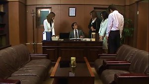 Multiple Asian Women Work To Please Their Boss In His Office