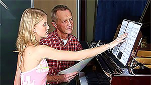 Cute Blonde Teen Gets Fucked Doggy Style By Her Old Piano Teacher