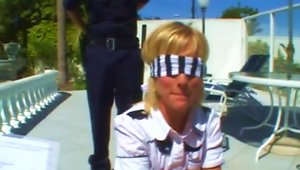 Nerdy Blond Slut Gets Face-fucked By A Cop Outdoors