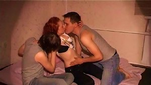 Redhead Slut Is Fucked By Guys In Homemade Threesome