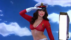 Horny Claire Sinclair Poses In Sexy Pilot Uniform