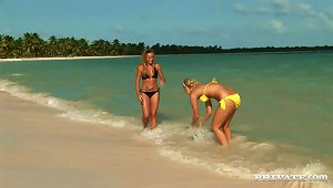 Angelina Love And Kathy Campbel Explore Each Other's Cunts On A Beach